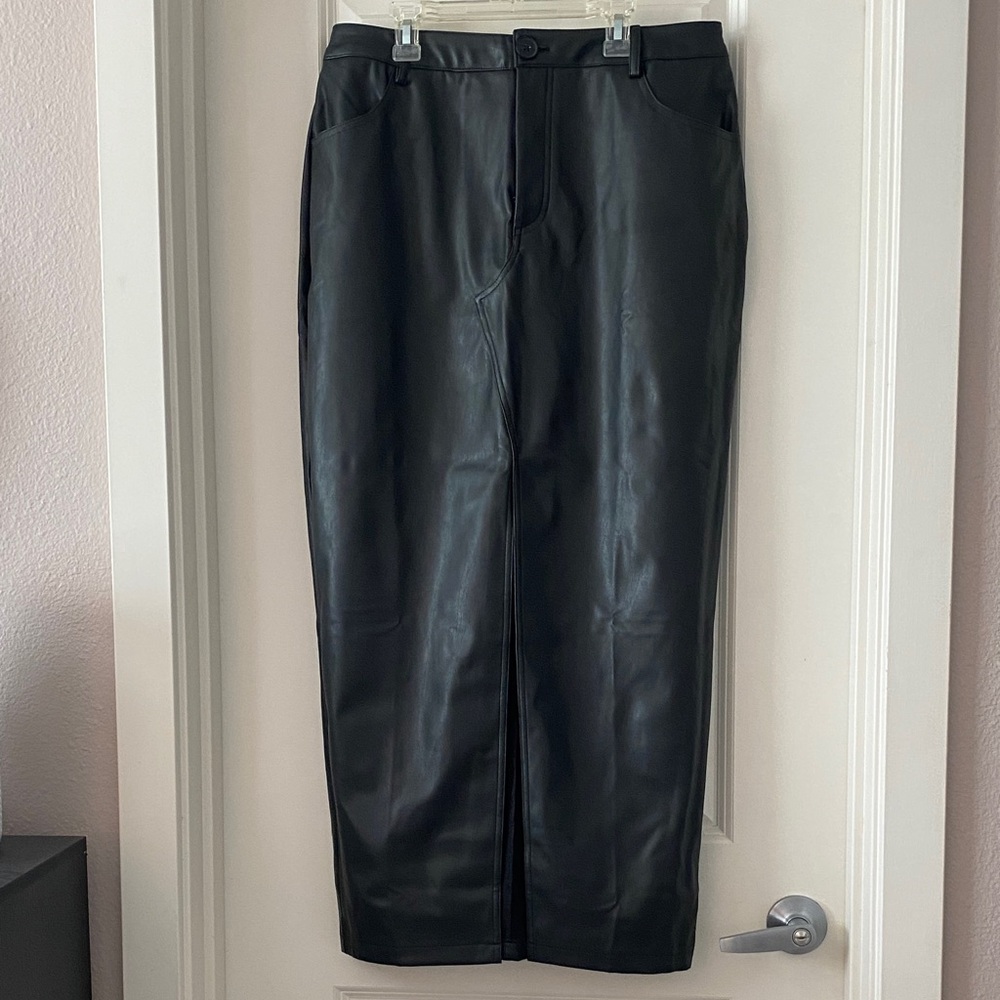 ASOS Black Faux Leather Midi Skirt